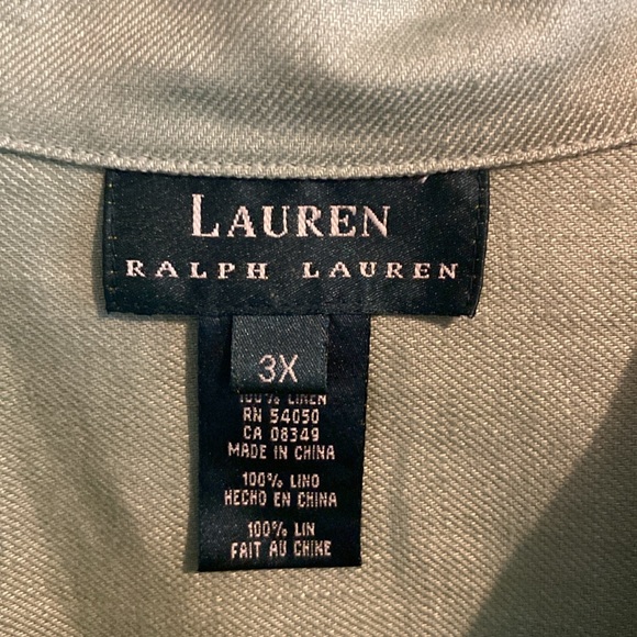 New Lauren Ralph Lauren linen collared button down tunic 3X - Picture 3 of 6